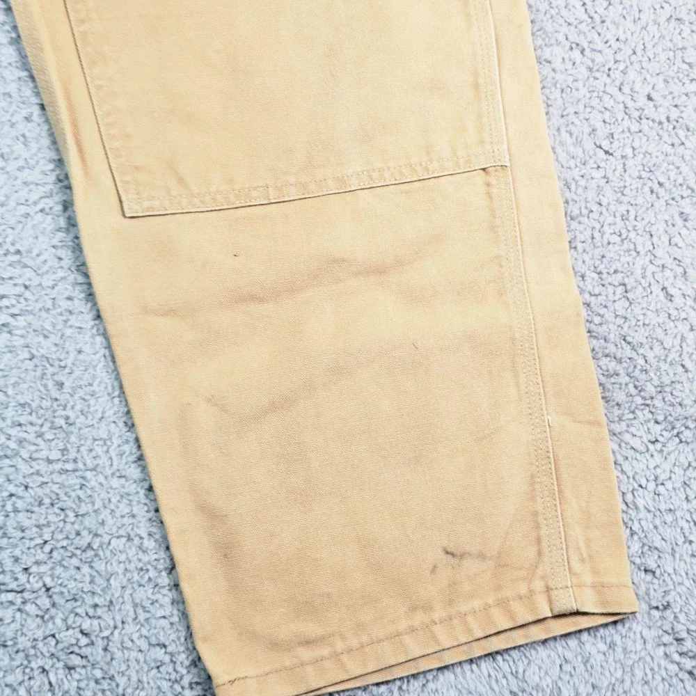 Vintage Carhartt Mens 44x32 Beige Double Knee Carpenter Workwear Pants USA Made